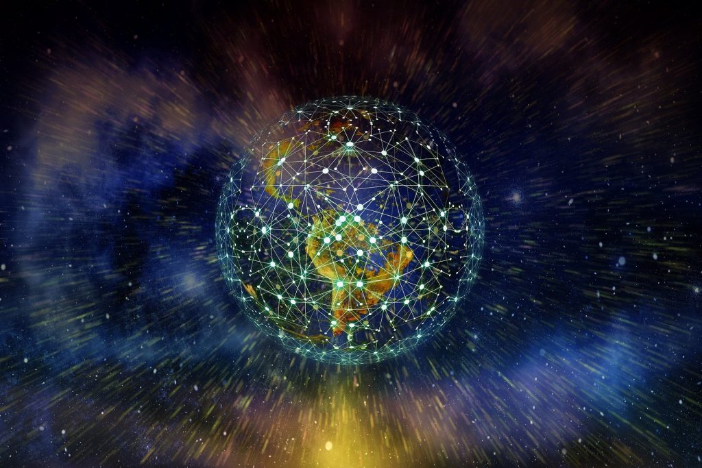 An image of the globe showing connectivity, vital to achieving net zero